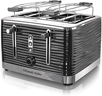 Russell Hobbs TR9450BR Coventry 4-Slice Toaster, Included Warming Rack, Black