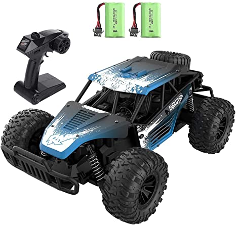 EACHINE RC Car for Kids and Adults,EC16 1/16 RC Off Road Truck 2WD Remote Control High Speed Car with 2 Batteries Runs 45 Mins 2.4Ghz 20km/h All-Terrain Waterproof High-Speed Toy Gift for Boys 8-12