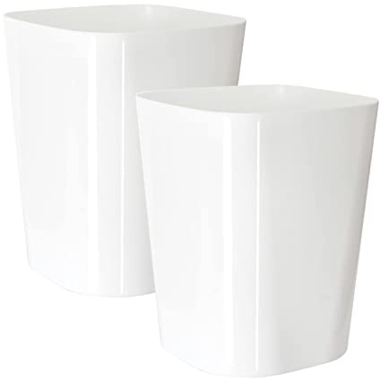 Youngever 2 Pack 1.5 Gallon Square Trash Can, Plastic Garbage Container Bin, Small Trash Bin for Home Office, Living Room, Study Room, Kitchen, Bathroom (White)