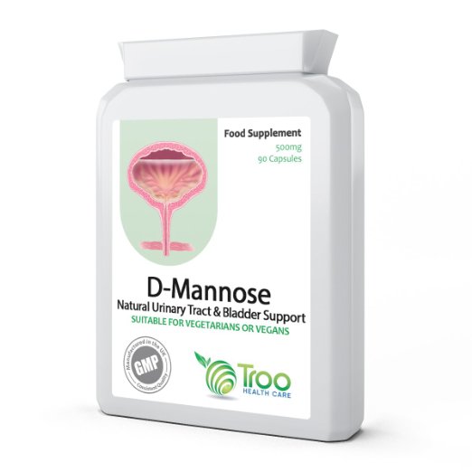 D-Mannose 500mg 90 Capsules - Urinary Tract & Bladder Support - UK Manufactured to GMP Standard for Consistent High Quality