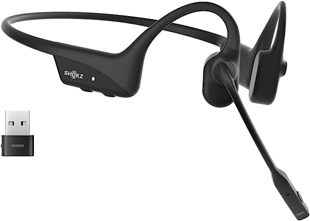 SHOKZ OpenComm2 UC - Bone Conduction Bluetooth Stereo Computer Headset with Boom Mic - USB-A Compatible with PC and Mac - Zoom Certified - with Bookmark