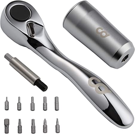 CyclingDeal Mini Bike Bicycle Ratchet Multitool Repair Set - Torque Wrench Allen Key Kit 3-10Nm - Small Adjustable