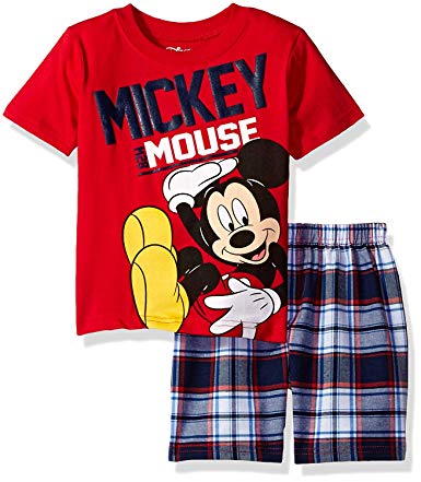 Disney Boys' Toddler Boys' Mickey Mouse Plaid Short Set with T-Shirt