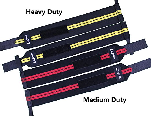 DISCONTINUED BY MANUFACTURER | Powerlifting Wrist Wraps (2 Pairs) | Heavy And Medium Duty | Weightlifting | 18” Long | Men And Women | Weight Lifting | Wrist Support | Bodybuilding, CrossFIT