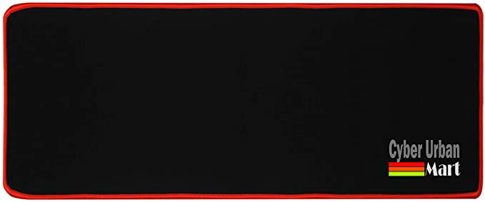 Extended Coverage Large Long Wide 27 X 12 Inches Mouse Pad - Silky Smooth Surface for Precise Mouse Movements - Anti Slip Rubber Base - Stitched Edges Long Last Mat (27x12, Red Edge)