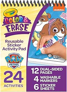 Crayola Paw Patrol Sticker Activity Pad, 12 Color & Erase Paw Patrol Coloring Pages & 100  Stickers, Gift