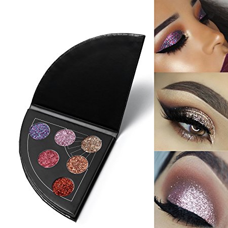 UCANBE Glitter Eyeshadow Palette Metallic Glitter Shimmer Eye Shadow Highly Pigmented Sparkle Makeup Kit (A: mature)