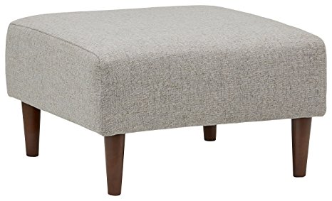 Rivet Ava Mid-Century Ottoman, 26"W, Light Grey