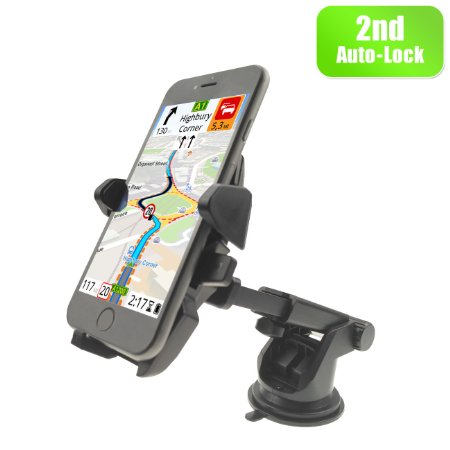 Auto-Lock Car Mount Holer,Mostfeel Cell Phone Holder Universal windshield Dashboard Car Phone Mount Holder for iPhone 6/6s/6 plus/SE,Samsung Galaxy S7/S7 Edge/S6 Edge/Note 5,Nexus 5x,LG,HTC and More