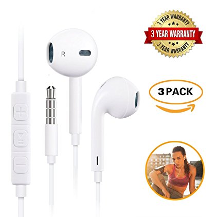 Apple Earphones Ancoki, In-Ear earphones, Remote control perfect for iPhone 6s 6 Plus 5s 5 4s 4 SE 5C iPad 7 8 7s IOS S7 S6 Note 1 2 3, Tablet PC and Other Compatible Devices(3 PACK)