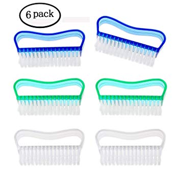kissDate Colorful Handle Nail Brush Hand Scrubbing Cleaning Brush, Pack of 6