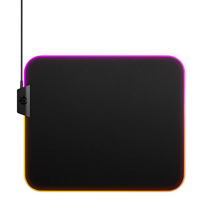 SteelSeries QcK Prism Cloth Gaming Mouse Pad - 2-Zone RGB Illumination - Realtime Event Lighting - Optimized For Gaming Sensors - Size M