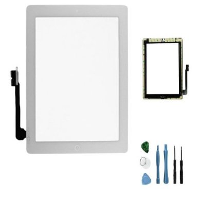 Sellicase© Ipad Digitizer Glass DIY Do It Yourself Screen Repair Kit (Ipad 4 White Repair Kit)