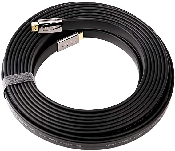 DTECH 25ft UHD HDMI 2.0 Cable 4K Ultra HD 26AWG Flat High Speed Video Cord 1080p 3D Ethernet HDCP ARC Chord for Computer Monitor TV (8 Meters, Black)