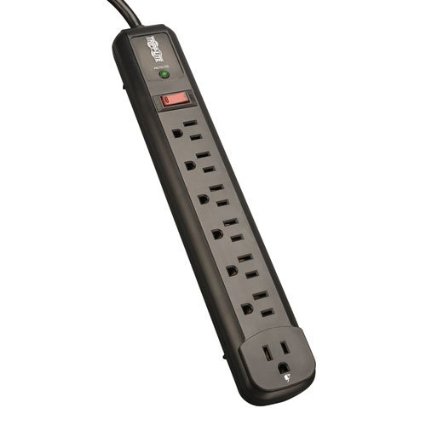 Tripp Lite 7 Outlet 6 Right Angle  1 Transformer Outlet Surge Protector Power Strip 4ft Cord LIFETIME WARRANTY and 25K INSURANCE TLP74RB