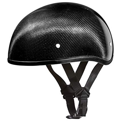 Daytona Helmets Carbon Fiber Slim Line Skull Cap Half Shell Helmet (X-Large) with Head Wrap and Draw String Bag