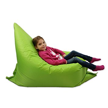 Kids BeanBag Large 6-Way Garden Lounger - GIANT Childrens Bean Bags Outdoor Floor Cushion LIME - 100% Water Resistant