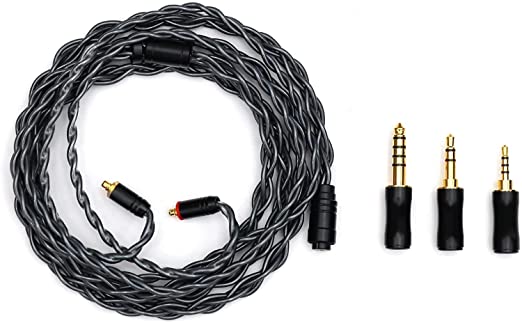 Linsoul Tripowin Noire 4 Core 24AWG OCC Upgraded HiFi Audio Cable with Detachable 3-in-1 2.5mm/3.5mm/4.4mm Plug for Audiophile Musician (MMCX)