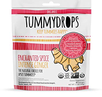 USDA Organic Enchanted Spice Intense Ginger Tummydrops (Resealable Bag with 33 Individually Wrapped Drops) Certified by Oregon Tilth Organic, GFCO Gluten-free, Non-GMO Project, and Kof-K Kosher