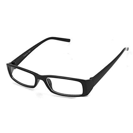 Unisex Black Plastic Full Rim Frame Clear Lens Glasses