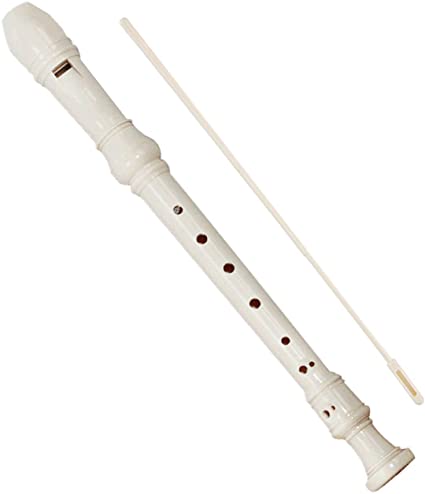 ABS Descant Soprano Recorder Instrument for Kids Adults Beginners，Joint Grease, Fingering Chart And Cleaning Kit，German Style (Ivory White)