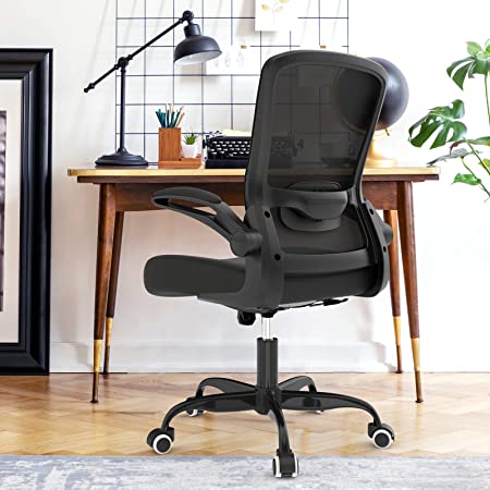 Mimoglad Home Office Chair, Ergonomic Computer Desk Chair with Adjustable Lumbar Support, Swivel Task Chair with flip-up Armrests for Guitar Playing, Conference Room, Hold up to 300 Lbs