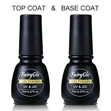 FairyGlo Base Top Coat UV Gel Nail Polish Starter Kit Soak Off Led UV Gel Nail Varnish Foundation 7ml Clear