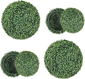 Goplus 2 PCS 16 Inch Artificial Plant Topiary Ball, Round Faux Boxwood Balls Outdoor, Fake Plant Sphere for Front Door, Porch, Backyard, Balcony, Patio, Garden, Wedding and Home Décor