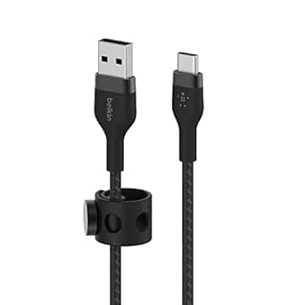 Belkin BoostCharge Pro Flex Braided USB-C to USB-A Cable (1M/3.3FT), Type C to A Cable USB-C USB-IF Certified Fast Charging Cable for iPhone 15, iPad Pro, Galaxy S23, S22, Note, Pixel, & More - Black