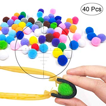 TOPRADE Multiple Color Felt Ball/Fuzzy Ball Cotton Pellets Slingshot Ammo Safe for Children