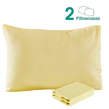 NTBAY Toddler Pillowcase, Pima Cotton Travel Pillow Case Cover 2 pcs 13"x 18" Yellow