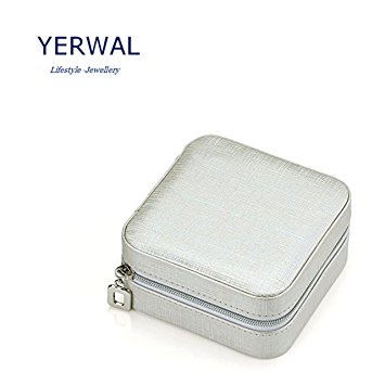 Yerwal Shop Jewelry Display Storage Box / Earring Ring Zipper Case / Bracelet Organizer (Silvery)