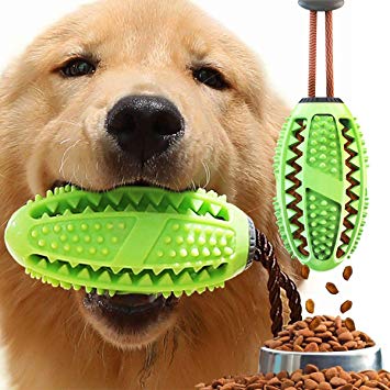 USWT Dog Treat Toy Food Dispensing Training Ball,Tooth Cleaning Chew Toy for Small Medium Dogs IQ Interactive Puppy Depressing Toys,Pet Bad Breath Cleaning Toy