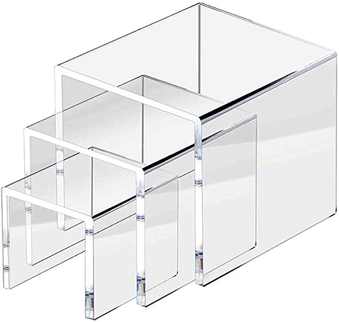 ifavor123 5mm Thickness Clear Acrylic Riser Set - 3 Display Stand Risers (1 Set 3", 4", 5")