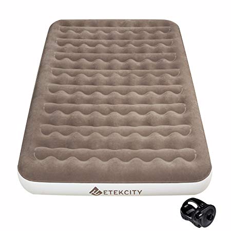 Etekcity Camping Air Mattress Inflatable Single High Airbed Blow up Bed Tent Mattress with Rechargeable Air Pump, Height 9", Carry Bag, 2-Year Warranty