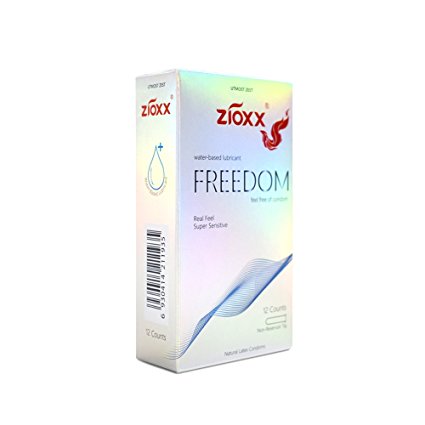Zioxx World's Thinnest Freedom Condoms, Water based, 12 Pack (Silver)