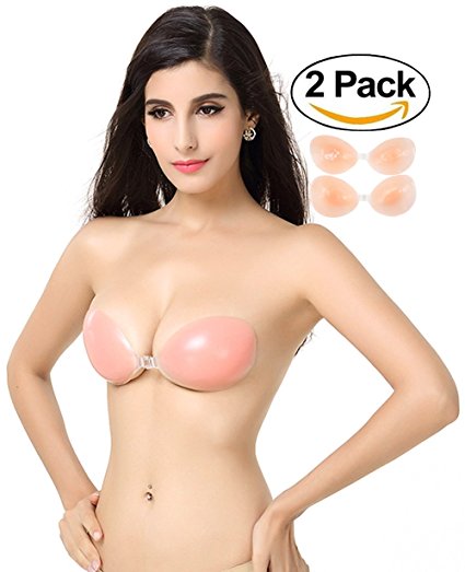 Welltogther Strapless Sticky Bra Self Adhesive Silicone Invisible Bra Push Up Bra With Buckle