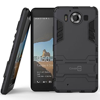 Lumia 950 Case, CoverON® [Shadow Armor Series] Hard Slim Hybrid Kickstand Phone Cover Case for Microsoft Lumia 950 - Gray (Navy) & Black