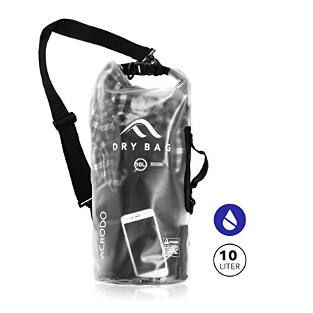 New Acrodo Waterproof Dry Bag Transparent 10 Liter Floating for Boating, Camping, and Kayaking With Shoulder Strap – Keeps Clothing & Electronics Protected