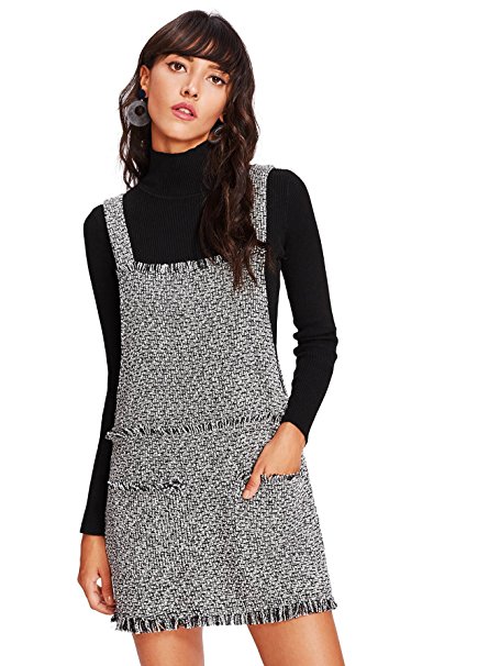 Romwe Women's Cute Straps Sleeveless Pinafore Overall Short Dress With Pockets