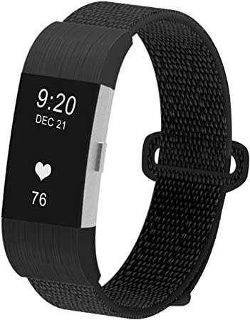 JUN1 Compatible with Fitbit Charge 2 Bands Soft Nylon Sport Wristbands for Men Women Lightweight Replacement Straps Accessories for Fibit Charge 2