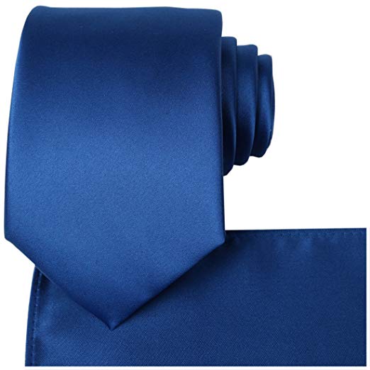 KissTies Solid Tie Set Satin Wedding Ties   Pocket Square   Gift Box