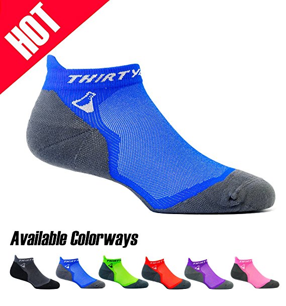 Thirty 48 Ultralight Athletic Running Socks for Men and Women with Seamless Toe, Moisture Wicking, Cushion Padding