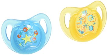 Nuby 2-Pack Pacifiers with Massaging Bristles, Colors May Vary