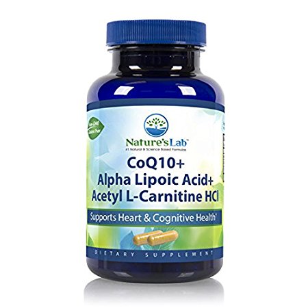 Nature's Lab COQ10 Plus Alpha Lipoic Acid Plus Acetyl L-carnitine HCL Vegetarian Capsules, 120 Count