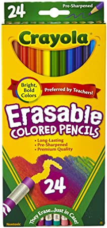 Crayola Erasable Colored Pencils, Kids At Home Activities, 24 Count, Assorted., Long