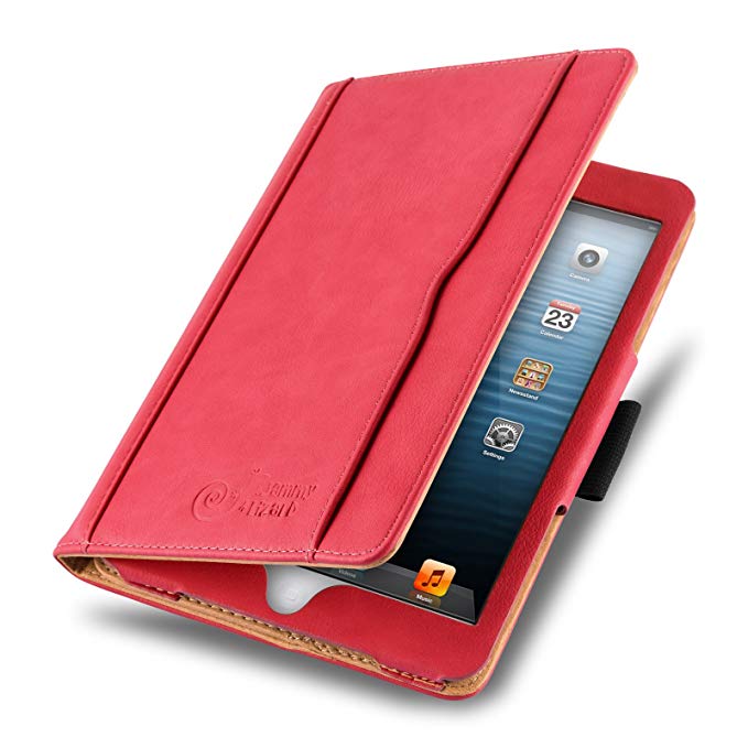 iPad Mini Case - The Original Red & Tan Leather Smart Cover for iPad Mini 4th, 3rd, 2nd and 1st Generation