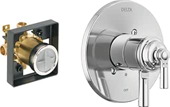 Delta Faucet Saylor 17 Series Dual-Handle Shower Valve Trim Kit for Chrome Shower Systems and Shower Faucets, Shower Faucet Handle, Shower Trim Kit, Chrome T17035 (Valve Included)