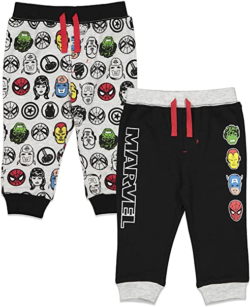 Marvel Avengers Baby Boys 2 Pack Jogger Pants with Drawstring