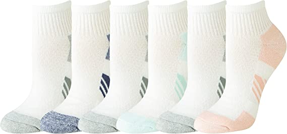 Amazon Essentials Women's Peformance Cotton Cushioned Athletic Ankle Socks, Pack of 6